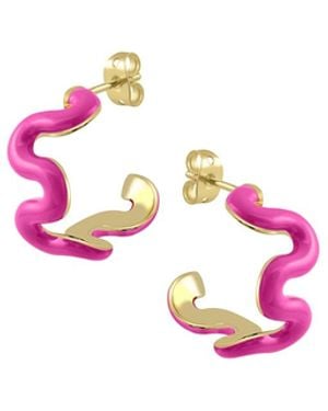 Lunaya Jewelry Swirl Enamel Hoops - Pink