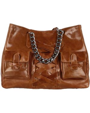 F3Rog by Rana Cognac Crossbody Leila Bag With Chain Strap - Brown
