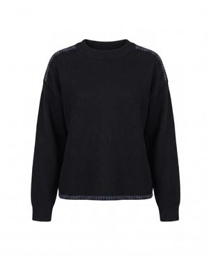 Tantra Spain Sl Oversized Knit Sweater With Topstitching Detail On Hem And Shoulders - Black