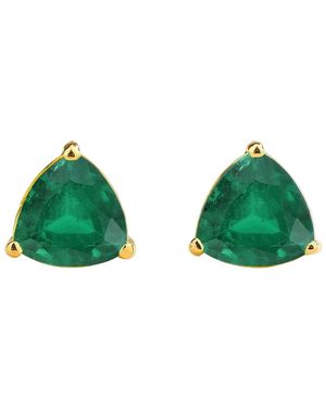 Juvetti Trillion Earrings Set With Emeralds - Green