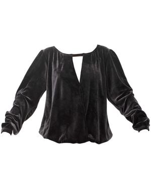 Maison Bogomil Plush Surplice Blouse - Black