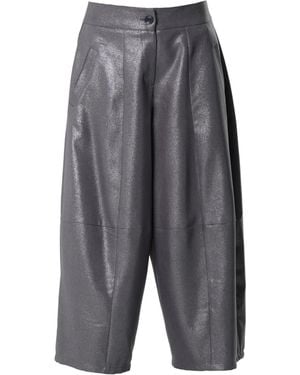 Metamorph Metallic Wide-Leg Trousers - Grey