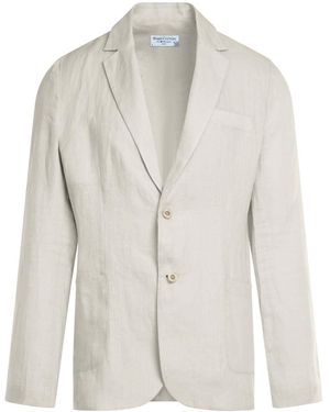 Haris Cotton Neutrals Solid Lapel Neck Linen Blazer - White