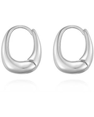 Cote Cache Rounded Square Huggie Hoop Earrings - Metallic