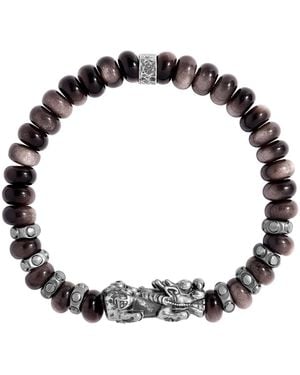 Karma and Luck Shadow Strength Obsidian Dragon Bracelet - Black
