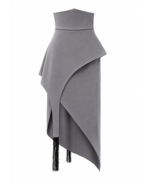 Julia Allert Asymmetric Draped Fringe Skirt - Gray