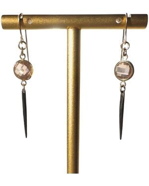 Rachel Nathan Classic Hook: Champagne & Vermeil Spire Earrings - White