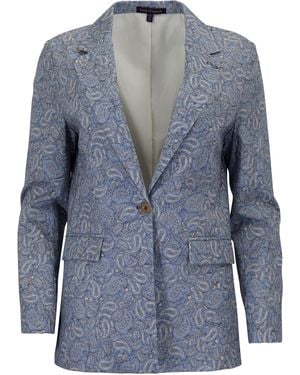 lords of harlech Neutrals Jane Paisley Pile Natural Tailored Blazer - Blue
