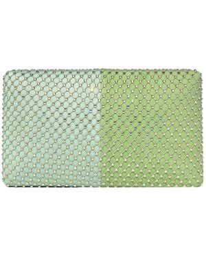 Simitri Pistachio Fishnet Crystal Clutch - Green