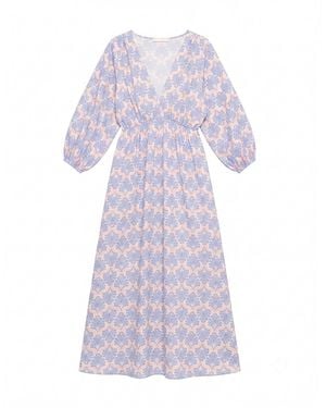 Tantra Spain Sl Printed Dress With Elastic Waistband, V-Neck And V-Back - Purple
