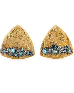 Ebru Jewelry Nature Triangle Diamond Stud Earring - Yellow