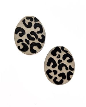 WAIWAI Neutrals Leopard Pattern Leather Earrings - Black
