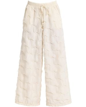 Lalipop Design Neutrals Textured Sheer Wide-Leg Pants - Natural