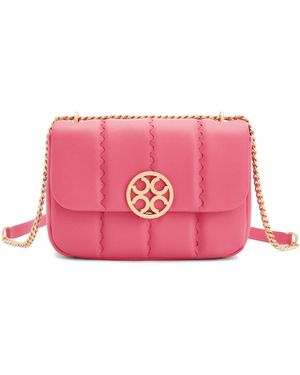 Orange Cube Square Stitch Flap Bag - Pink