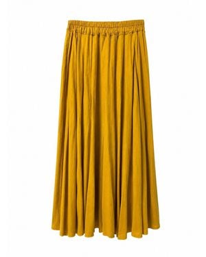 IZABELA MANDOIU Mustard Gathered Midi Skirt - Yellow