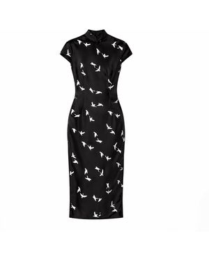 Silkinc Swan Goose Backless Cheongsam - Black