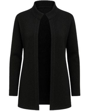 Conquista Knit Jacquard Jacket With Batwing Sleeves - Black