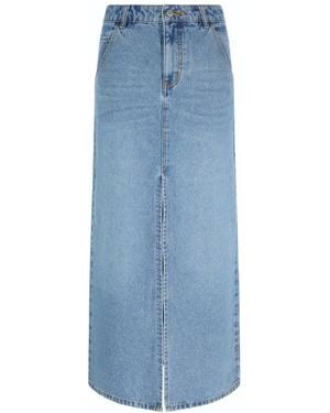Sour Figs Split Maxi Denim Skirt - Blue