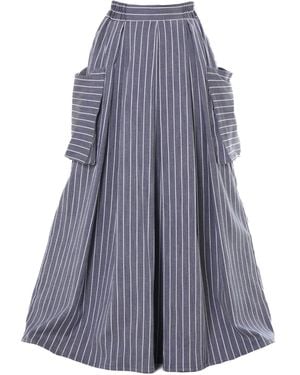 Metamorph Maxi Striped Denim Skirt - Blue