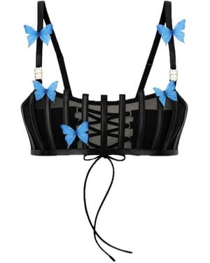 Empress Mimi Morphology Mesh Bralette With Butterfly Detail - Black