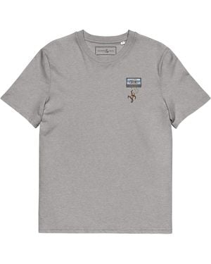 Anchor and Crew Heather Cassette Monkey Organic Cotton Embroidered T-Shirt - Grey