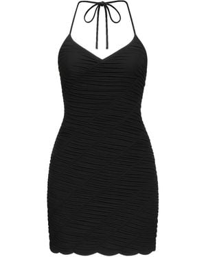 By Noa Rawitz Shirred Mesh Mini Dress - Black
