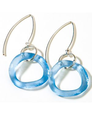 Smart Glass Jewelry Recycled Glass Wave Boomerang Earring Periwinkle Sterling - Blue
