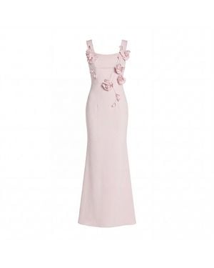 Mac Duggal Sleeveless Crepe Column Gown With Floral Detail - Pink