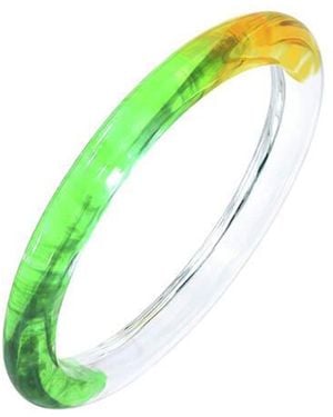 Gold & Honey Tie Dye Slip On Bangle - Green