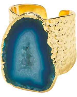 YAA YAA LONDON Ocean Blue Mega Gemstone Gold Statement Ring