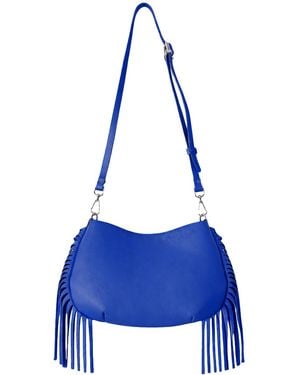 F3Rog by Rana Cobalt Crossbody Mini Gordon Fringe Bag - Blue