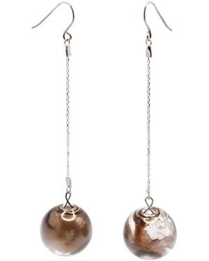 Laura Daili Golden Glow – Hand-Blown Glass Earrings - White