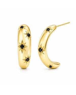 Unaloe Starburst Hoop Earrings – Plated Sterling - Metallic