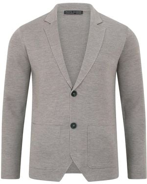 Paul James Knitwear Neutrals Lightweight Extra Fine Merino Wool Massimo Knitted Blazer - Grey