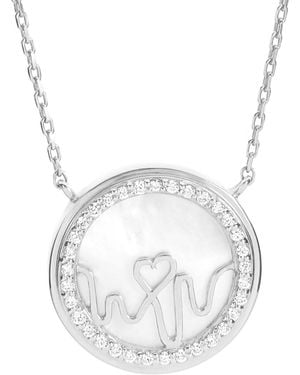 BLOOMTINE | Earth Angel HQ Loves Frequency Sterling & Mother Of Pearl Heart Necklace - Metallic