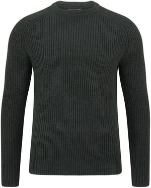 Paul James Knitwear Heavyweight Cotton Clark Fisherman Rib Knit Jumper - Green