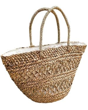OhSun Neutrals Meryl Straw Shell Tassel Beach Bag - Natural