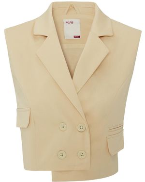 Pcfg Neutrals Woven Crop Vest - Natural