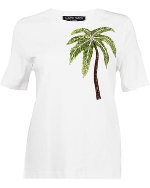 Laines London Laines Couture Embellished Palm Tree T-Shirt - White