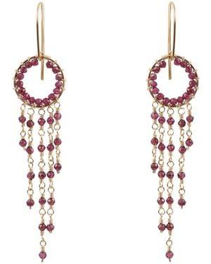 Corina Mardari Jewelry Handmade Chandelier Garnet-Filled Earrings — Fluid Statement Design - Metallic