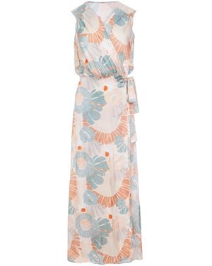 Oh!Zuza Long Wrap Satin Dress - Multicolour