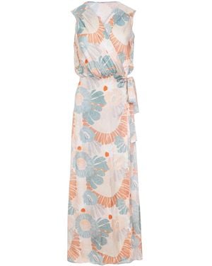 Oh!Zuza Long Wrap Satin Dress - Multicolor