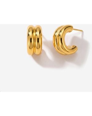 Elk & Bloom Double C 14K Huggie Hoops - Metallic