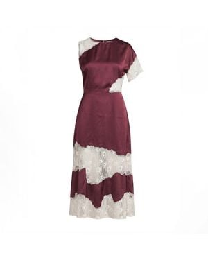 Lily and Lionel Selma Lace Insert Midi Dress - Purple