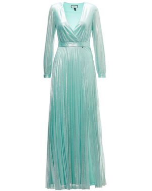 Nissa Pleated Metallic Maxi Dress Aqua - Green