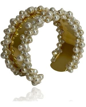 PINAR OZEVLAT Neutrals Pearl Cluster Bangle - Green