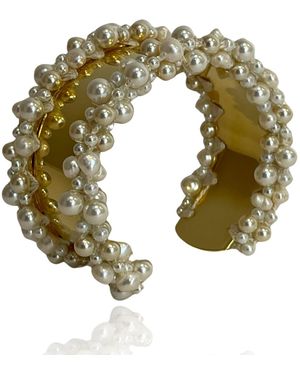 PINAR OZEVLAT Neutrals Pearl Cluster Bangle - Green