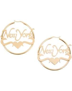 Black Cake New York Nameplate Hoop Earrings – Big City Energy, Big Hoop Dreams - Metallic