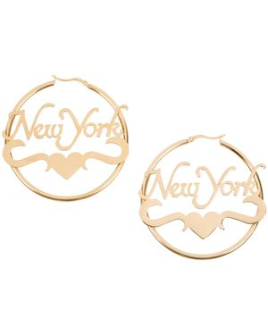 Black Cake New York Nameplate Hoop Earrings – Big City Energy, Big Hoop Dreams - Metallic
