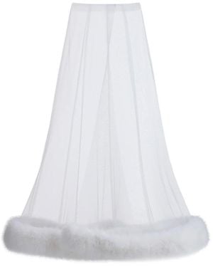 Iellele Noel Tulle Overskirt With Fixed Fur Hem - White